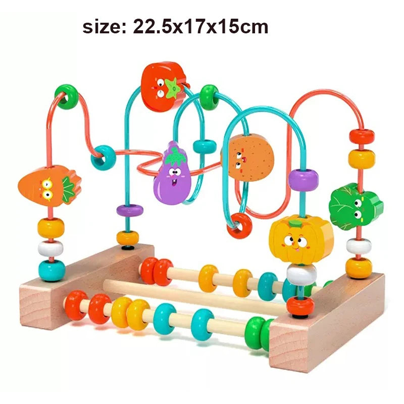 Montessori Baby Toys Wooden Roller Coaster Bead Maze Abacus Math Toys Toddler Early Educational Toys for 1 2 3 Years Kids Gifts