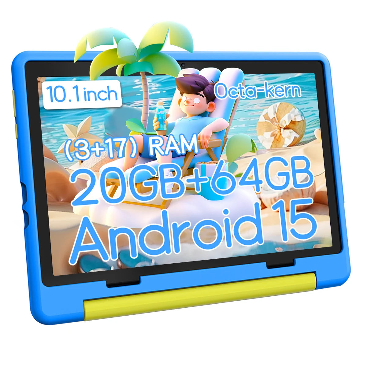 Kid Tablet 10Inch Android15 20GB RAM 64GB ROM 128GB Expandable 5000mAh 8-Core WiFi Bluetooth Children's Gift KIDOZ Kids Software