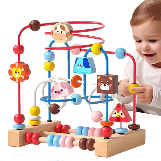 Montessori Baby Toys Wooden Roller Coaster Bead Maze Abacus Math Toys Toddler Early Educational Toys for 1 2 3 Years Kids Gifts