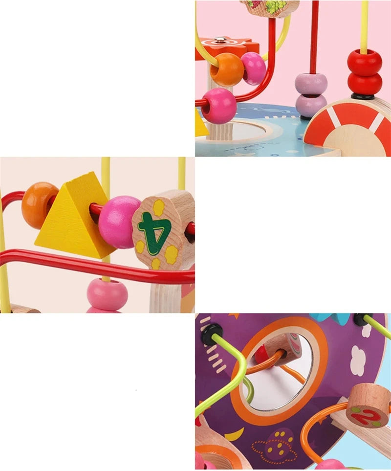 Montessori Baby Toys Wooden Roller Coaster Bead Maze Abacus Math Toys Toddler Early Educational Toys for 1 2 3 Years Kids Gifts
