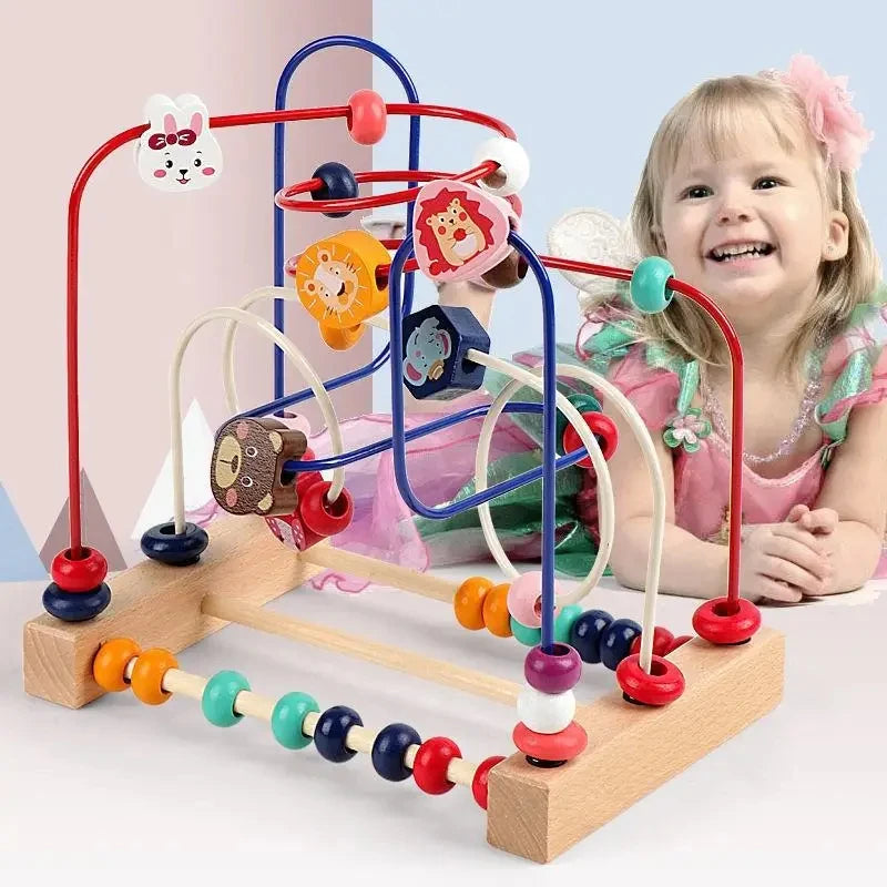 Montessori Baby Toys Wooden Roller Coaster Bead Maze Abacus Math Toys Toddler Early Educational Toys for 1 2 3 Years Kids Gifts
