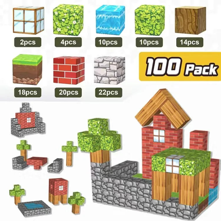 100pcs Magnetic Blocks Mine World Magnetic construction set For Girl Children toys Age 3+ DIY Stem Montessori Sensory Toy