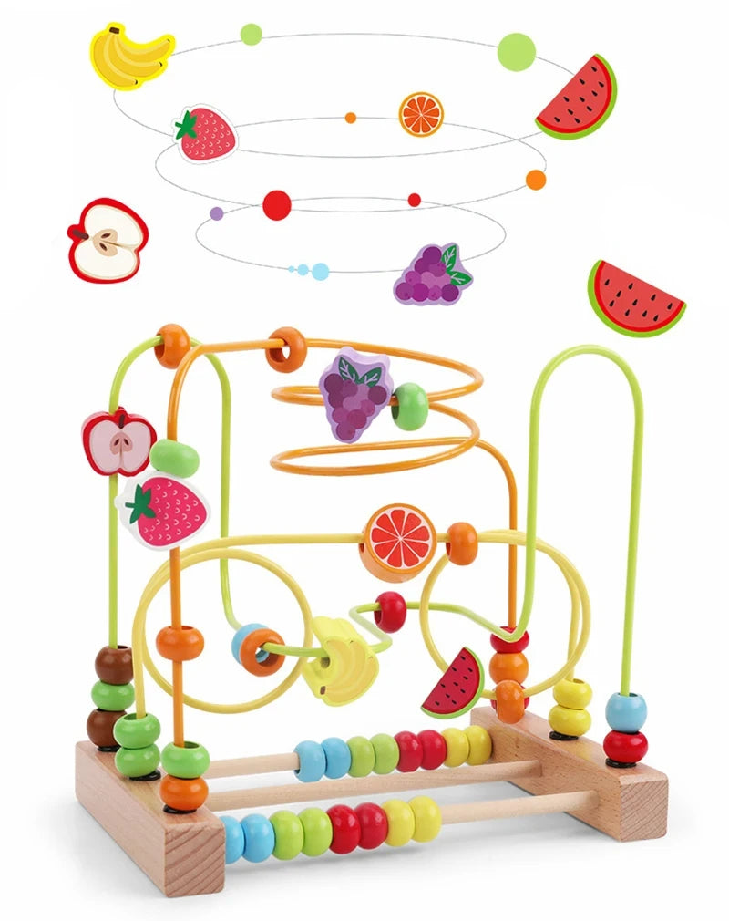 Montessori Baby Toys Wooden Roller Coaster Bead Maze Abacus Math Toys Toddler Early Educational Toys for 1 2 3 Years Kids Gifts