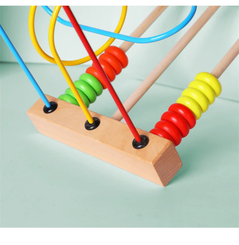 Montessori Baby Toys Wooden Roller Coaster Bead Maze Abacus Math Toys Toddler Early Educational Toys for 1 2 3 Years Kids Gifts