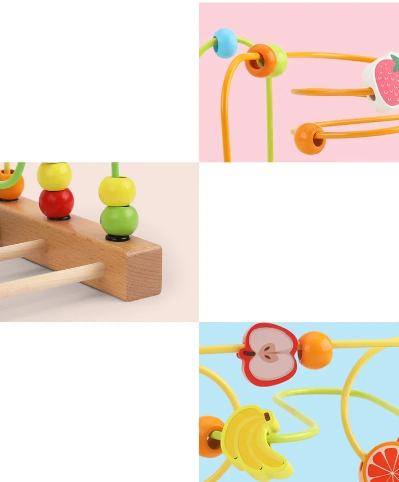 Montessori Baby Toys Wooden Roller Coaster Bead Maze Abacus Math Toys Toddler Early Educational Toys for 1 2 3 Years Kids Gifts
