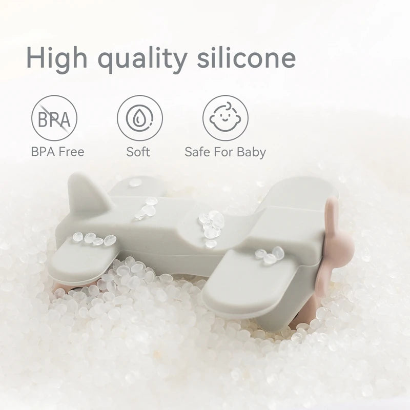 Baby BPA Free Silicone Car Ambulance Toys Wooden Cartoon Bus Teether Educational Montessori Toys For Children Teething Baby Toys