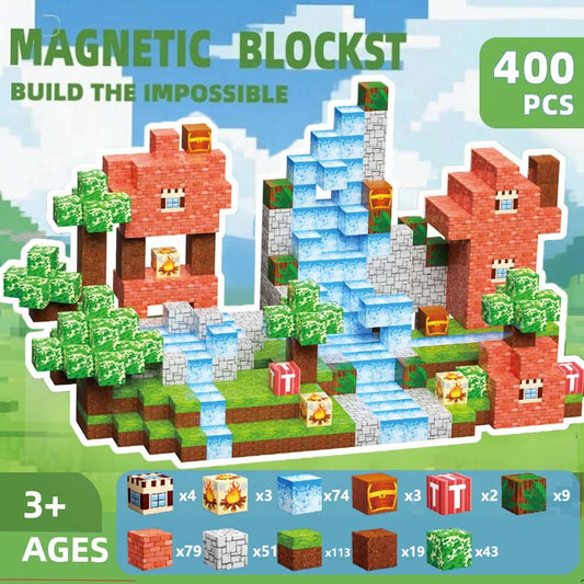 100/200/400PCS DIY Magnetic Building Block Set Home-Made Educational Toy Kit for Kids Creative Construction Playset
