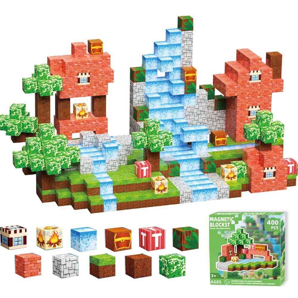 100/200/400PCS DIY Magnetic Building Block Set Home-Made Educational Toy Kit for Kids Creative Construction Playset