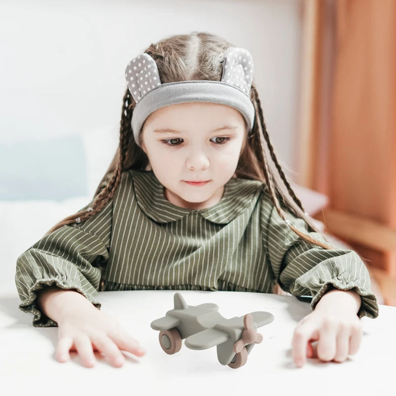 Baby BPA Free Silicone Car Ambulance Toys Wooden Cartoon Bus Teether Educational Montessori Toys For Children Teething Baby Toys