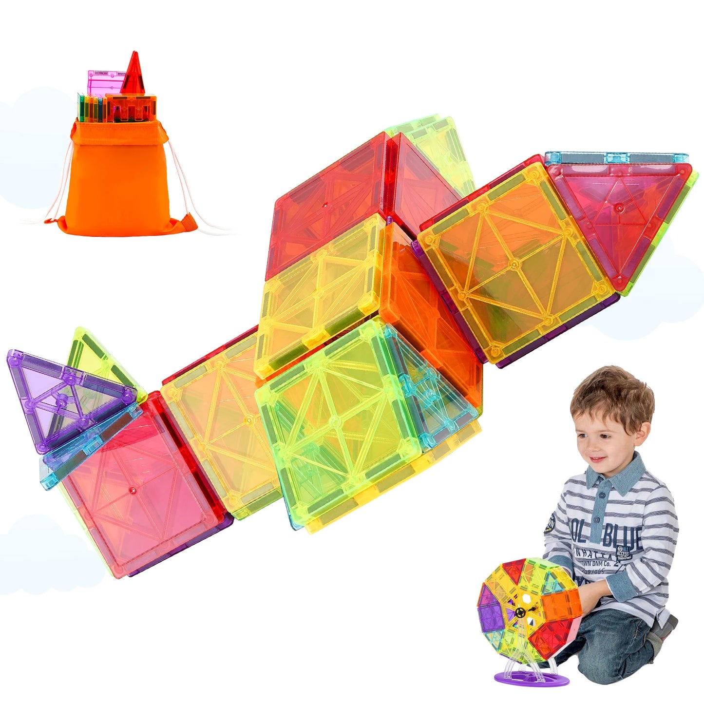 SucceBuy 121PCS Magnetic Building Blocks Set Construction Puzzle Magnetic Sheet Tiles Boys Girls Children Montessori Toys Gifts