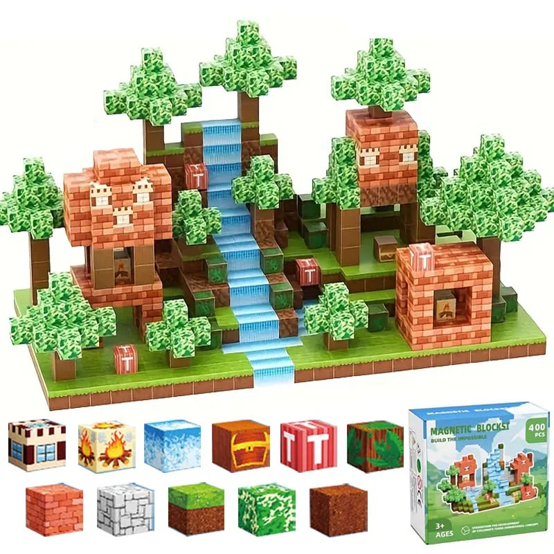 100/200/400PCS DIY Magnetic Building Block Set Home-Made Educational Toy Kit for Kids Creative Construction Playset