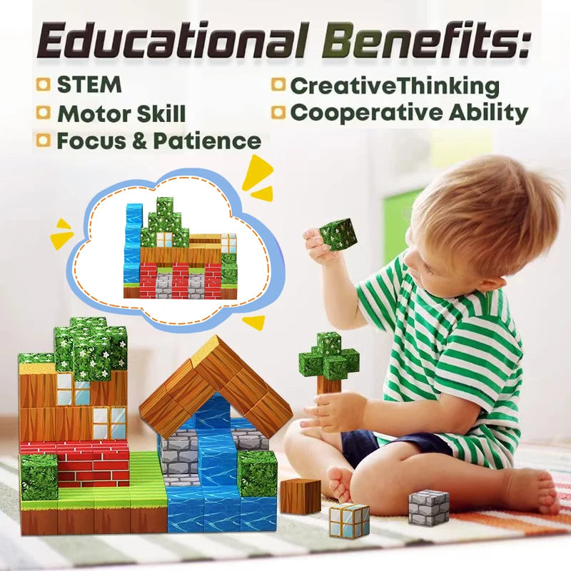 Magnetic Blocks Kids Building Toys, Game-Based Build MagWonder with Magnet Construction Toys, Upgraded STEM Sensory Gift for Kid