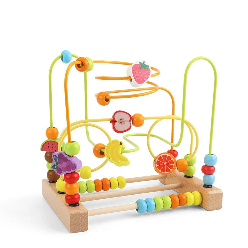 Montessori Baby Toys Wooden Roller Coaster Bead Maze Abacus Math Toys Toddler Early Educational Toys for 1 2 3 Years Kids Gifts