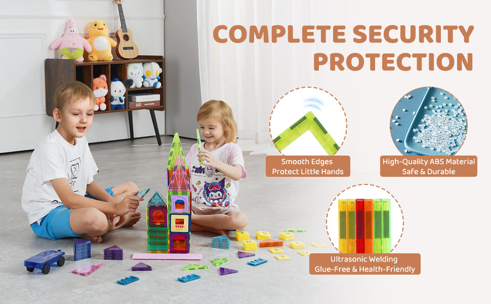 SucceBuy 121PCS Magnetic Building Blocks Set Construction Puzzle Magnetic Sheet Tiles Boys Girls Children Montessori Toys Gifts